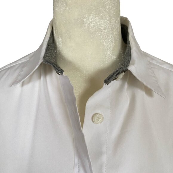 Lafayette 148 New York women's size P cream button down collared blouse sequin - Picture 5 of 9